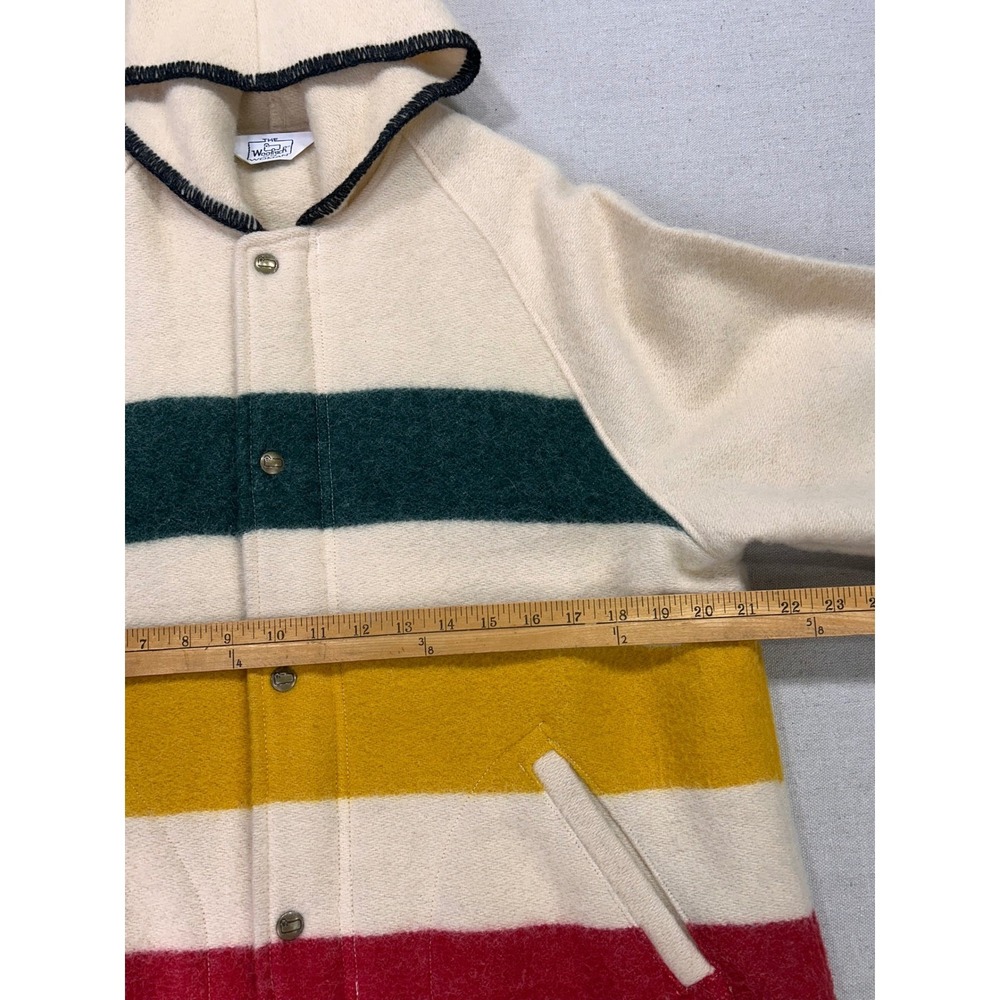 Vintage Woolrich Woman's Large Wool Blend Hooded Stripe Coat Multi Color USA - Picture 5 of 8